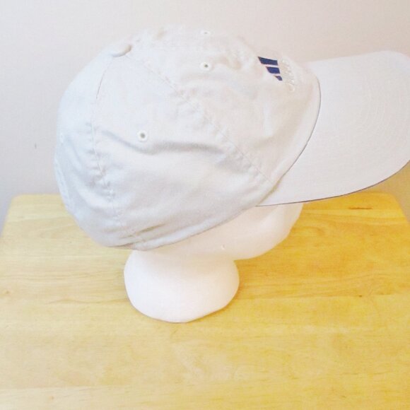 Adidas Baseball Hat Cap One Size Adjustable Beige, Blue Letters & Edging, Cotton - Picture 3 of 13